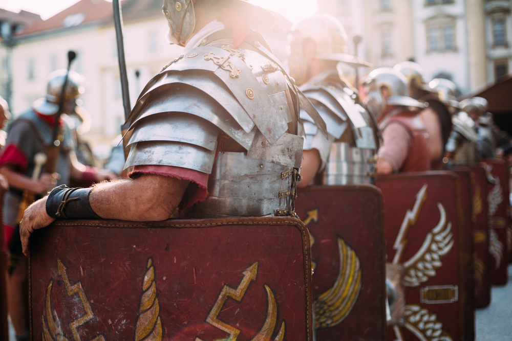 Roman soldiers at ease. 